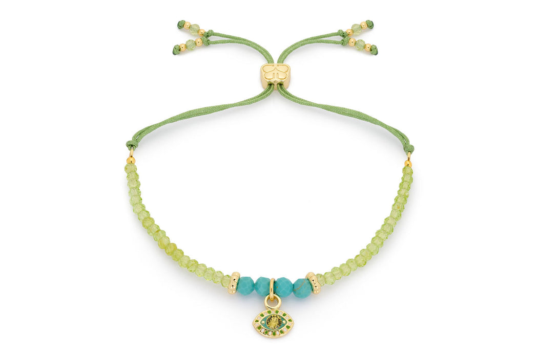 Nassau Peridot and Turquoise Gold Stacking Bracelet