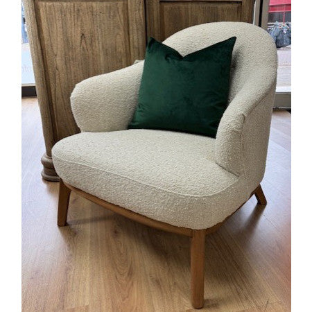 White Boucl Fabric Tub Chair