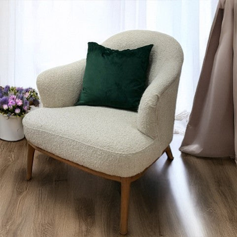White Boucl Fabric Tub Chair