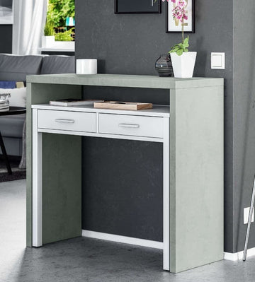 Amos Mann Artic Concrete Grey And White Desk/Dressing Table or Console Table