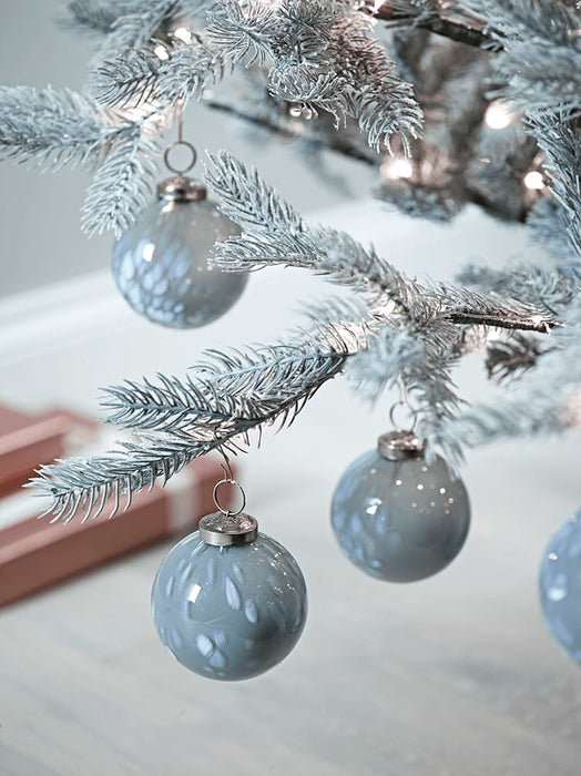 Twelve Handmade Grey Glass Baubles