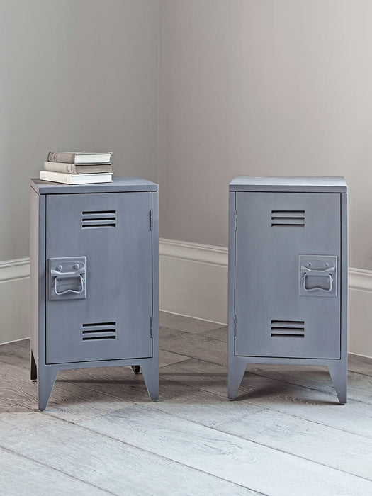 Two Grey Wooden Bedside Tables