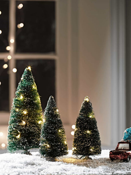 Two Mini Light Up Brush Trees