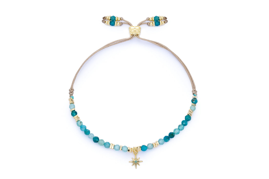 Una Apatite & Gold Star Charm Slider Bracelet