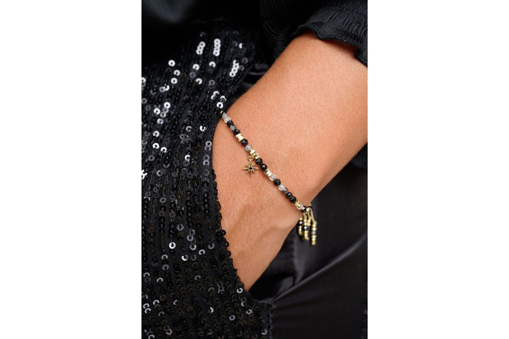Una Gold & Black Spinel Mix Gemstone Bracelet