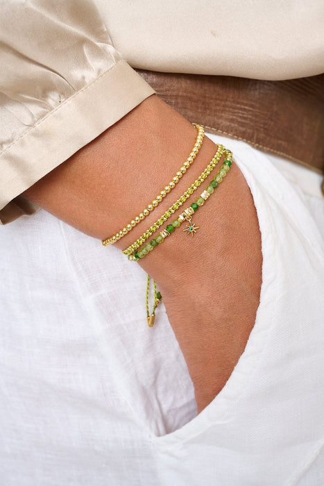 Una Peridot & Gold Star Charm Slider Bracelet