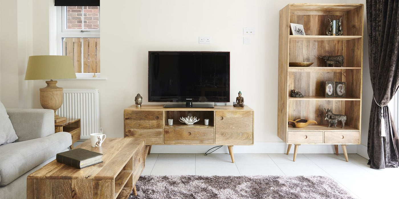 Light Vintage Mango 145cm Media Unit - In Stock