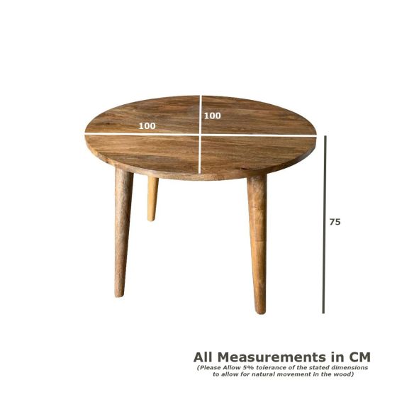 Acre & Artisan Light Vintage Mango 100Cm Round Dining Table 4 Rattan Dining Chairs