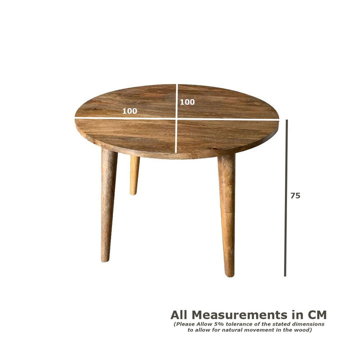 Light Vintage Mango 100cm Round Dining Table & 4 Zena Dining Chairs 2 Colours - In Stock