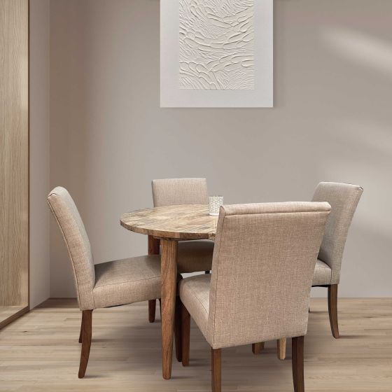 Acre & Artisan Light Vintage Mango 100Cm Round Dining Table 4 Milan Dining Chairs