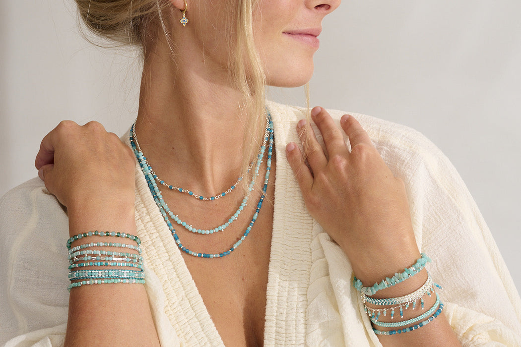 Valentina Beaded Silver & Amazonite Bracelet