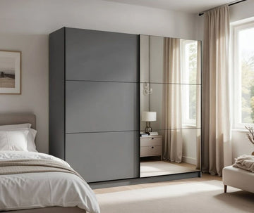 Amos Mann Grey 220cm Sliding Wardrobe with Mirror