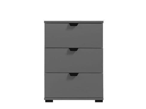 Grey 3-Drawer Bedside Table