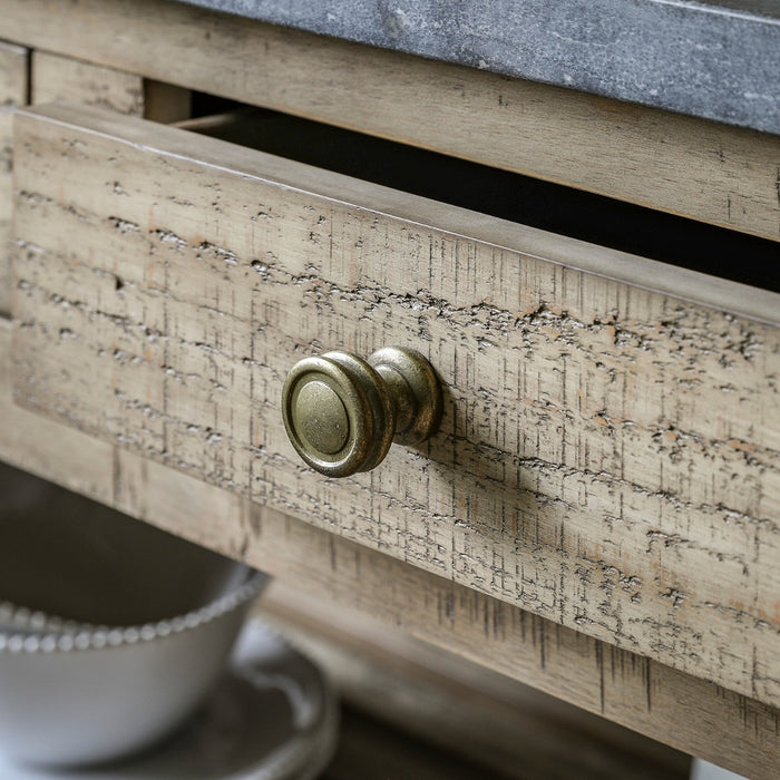Vancouver Rustic 2 Drawer Marble Top Console Table