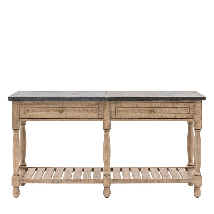 Vancouver Rustic 2 Drawer Marble Top Console Table