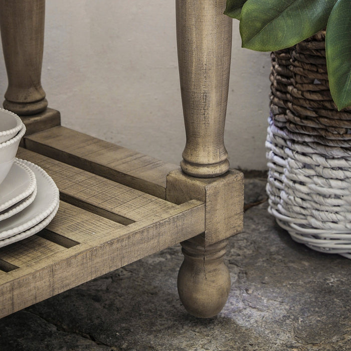Vancouver Rustic 2 Drawer Marble Top Console Table