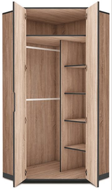Amos Mann Oak Effect 2 Door Corner Wardrobe