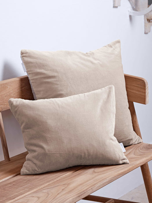 Velvet & Linen Rectangular Cushion - Oyster