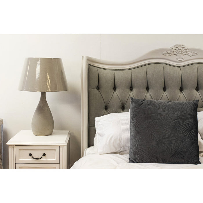 Versailles French Curved Antique White Upholstered Bed