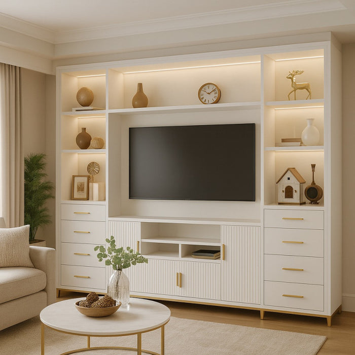 Vico Large White Bookcase with Open Center