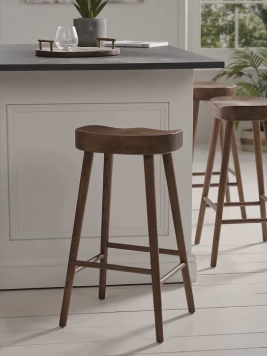 Weathered Oak Counter Stool - Walnut Effect