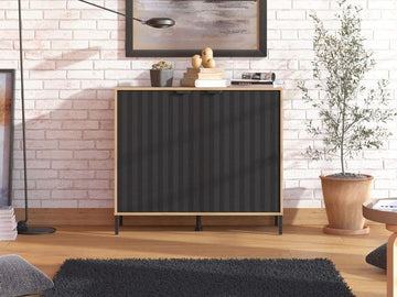 Amos Mann Artisan Oak Effect And Black Small Sideboard
