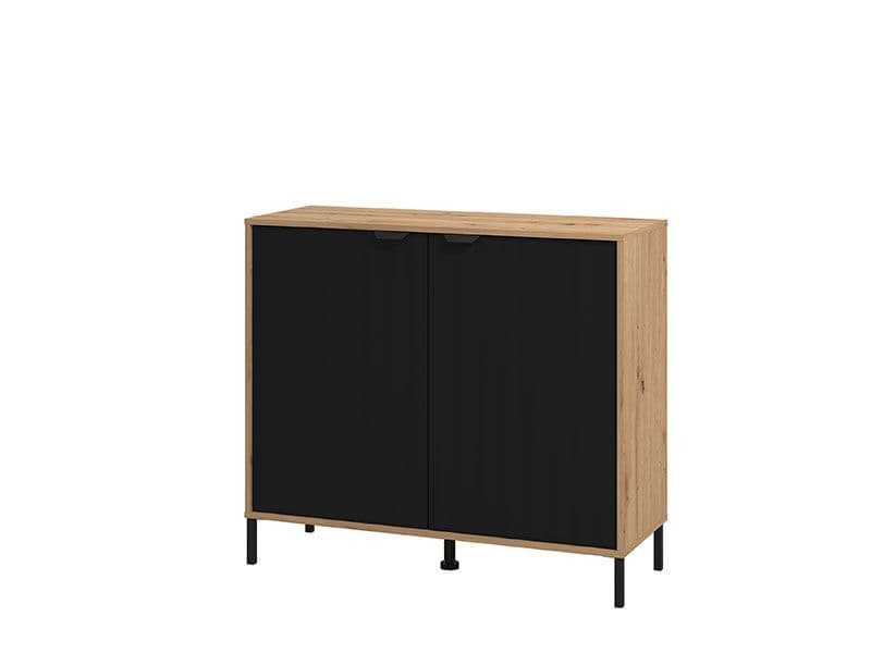 Artisan Oak Effect & Black Small Sideboard