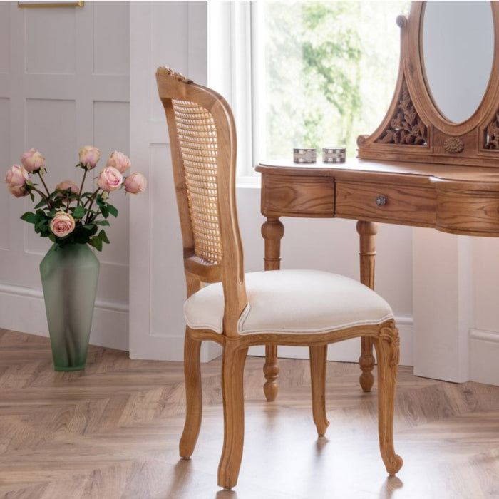 Villeneuve Oak French Rattan Back Dining / Bedroom Chair