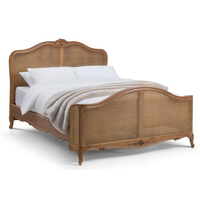 Villeneuve Oak French Curved Rattan Bed