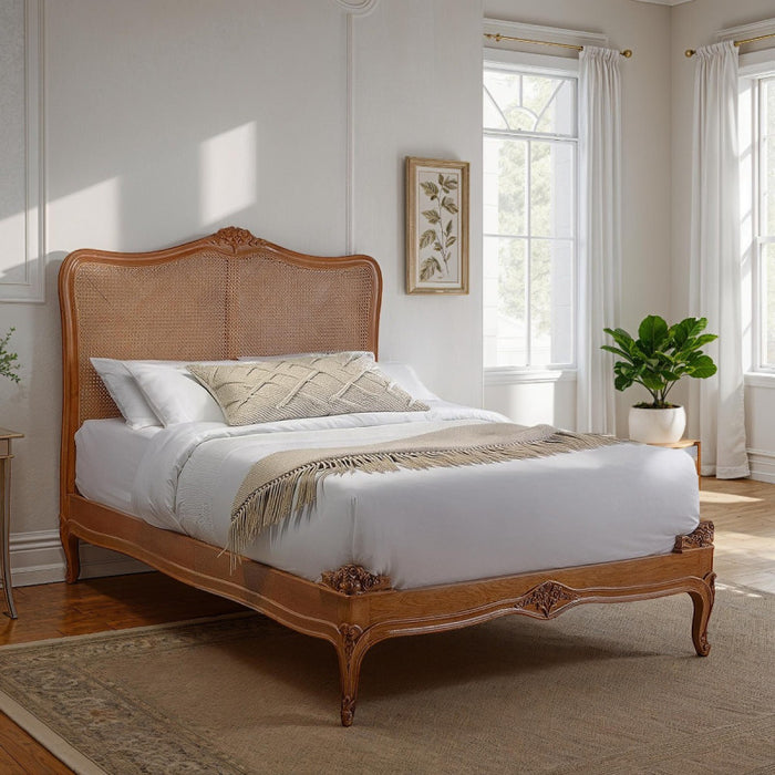 Villeneuve Oak French Style Rattan Bed