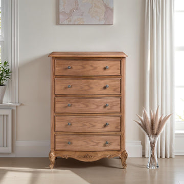 Villeneuve Oak French Style Tall Chest of Drawers