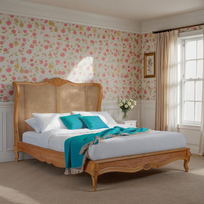 Villeneuve Oak Versailles French Rattan Bed