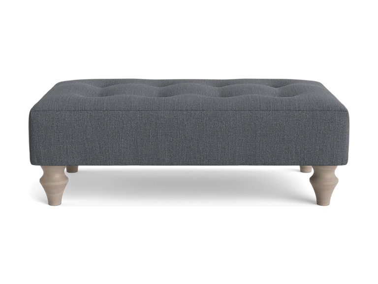 Visby Ottoman Slate Blue Herringbone