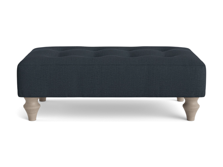 Visby Ottoman - Nordic Blue Cotton Linen