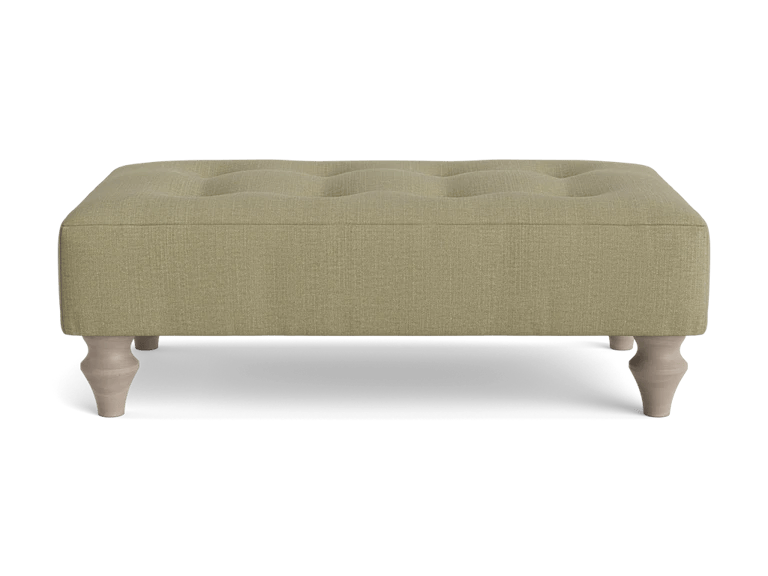 Visby Ottoman â€“ Vintage Olive Cotton Linen