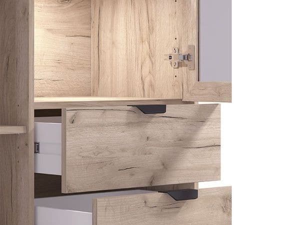 Grey Oak Effect & Cashmere Slatted 2-Door Display Cabinet
