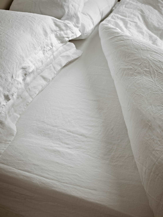 Washed Linen Fitted Sheet Kingsize - Soft White