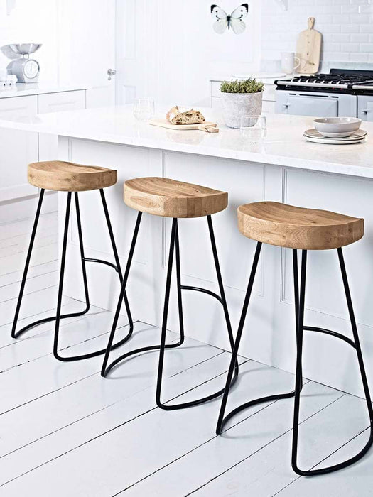 Weathered Oak & Metal Counter Stool