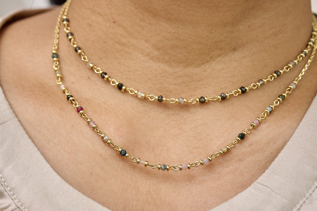 Panacea Black Rutilite Gold Gemstone Necklace