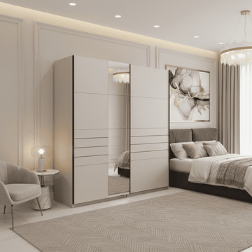 Amos Mann 200cm Cashmere Sliding Door Wardrobe