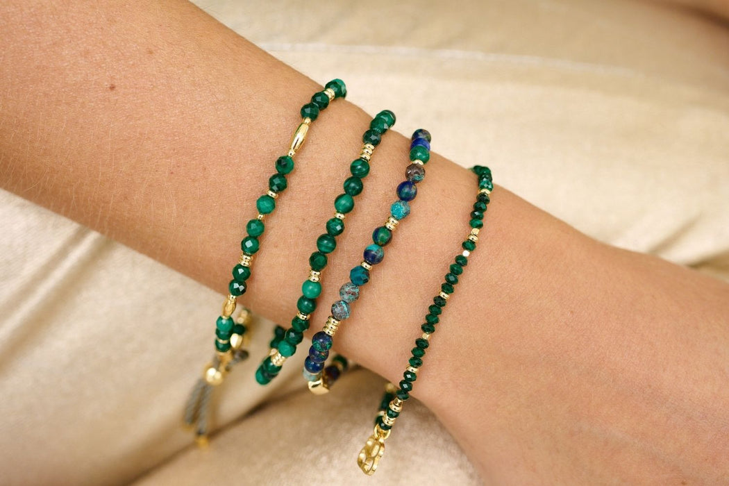 Wonder Gold & Azurite Stretch Bead Bracelet
