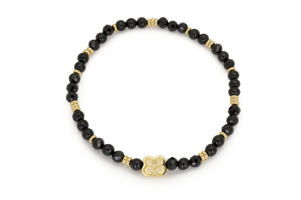 Moala Black Spinel Gold Stacking Bracelet