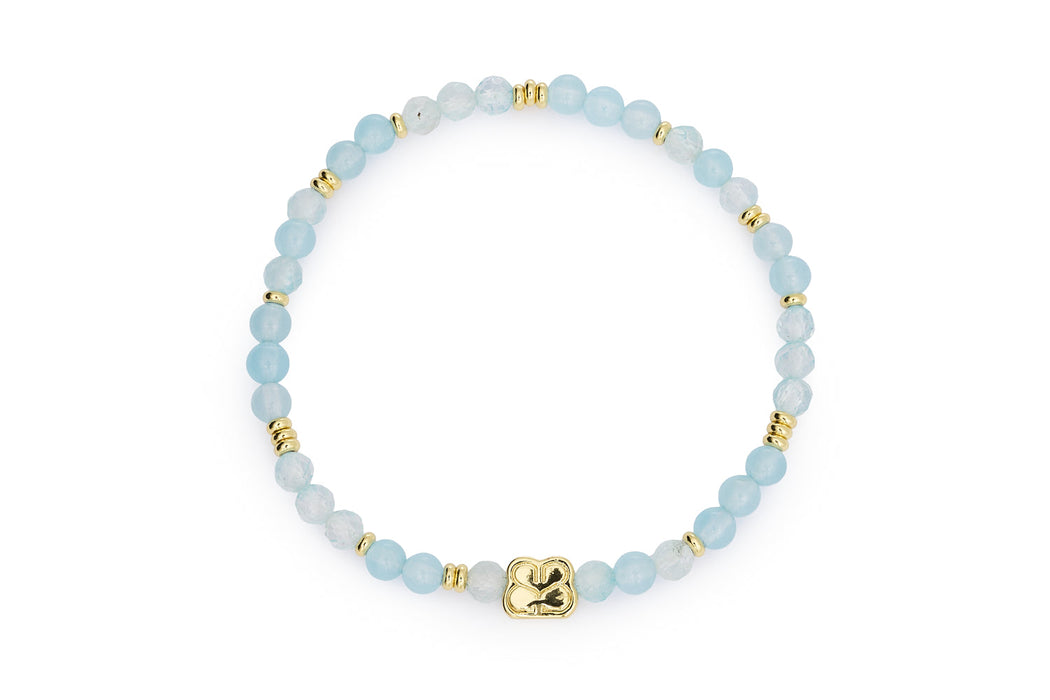 Wonder Gold & Blue Topaz Stretch Bead Bracelet