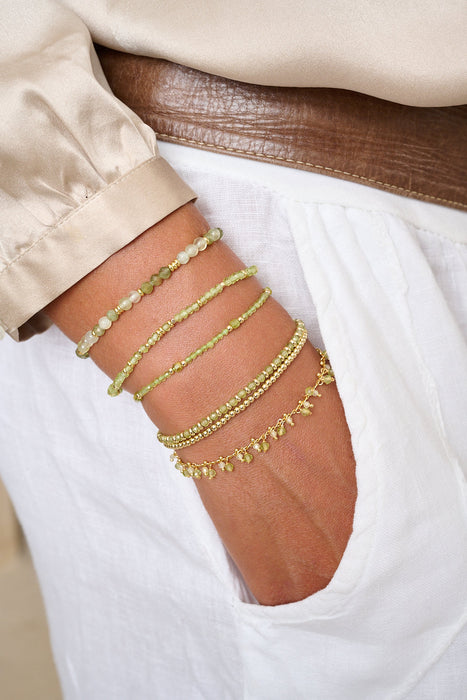 Wonder Gold & Green Apatite Bead Stretch Bracelet