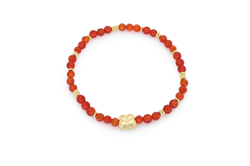Wonder Gold & Orange Agate Gemstone Bead Bracelet