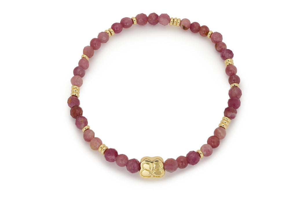 Moala Gold & Pink Tourmaline Beaded Bracelet Stack