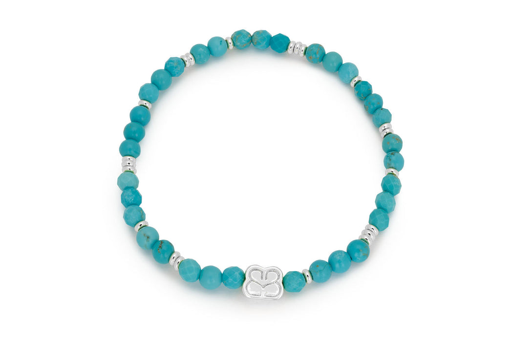 Wonder Silver Turquoise Howlite Stretch Bead Bracelet