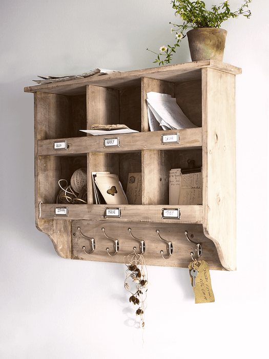 Wooden Box Unit With Hooks