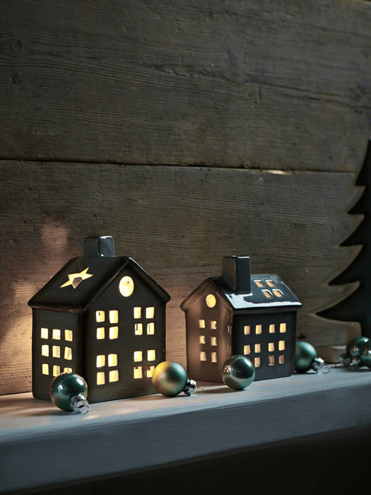 Grey Ceramic Tea Light House - Small