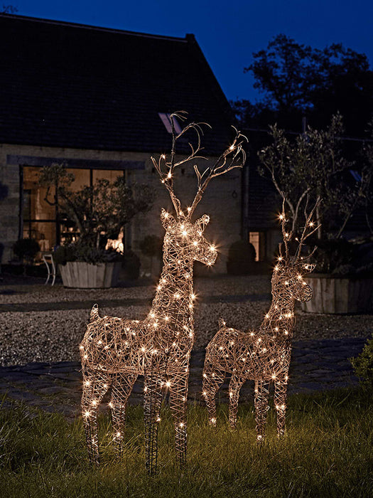 Faux Rattan Light Up Reindeer - Large